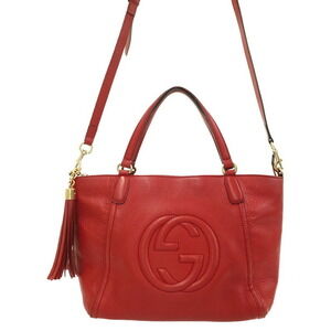 Gucci Soho grained leather top handle bag 2way tote shoulder bag
